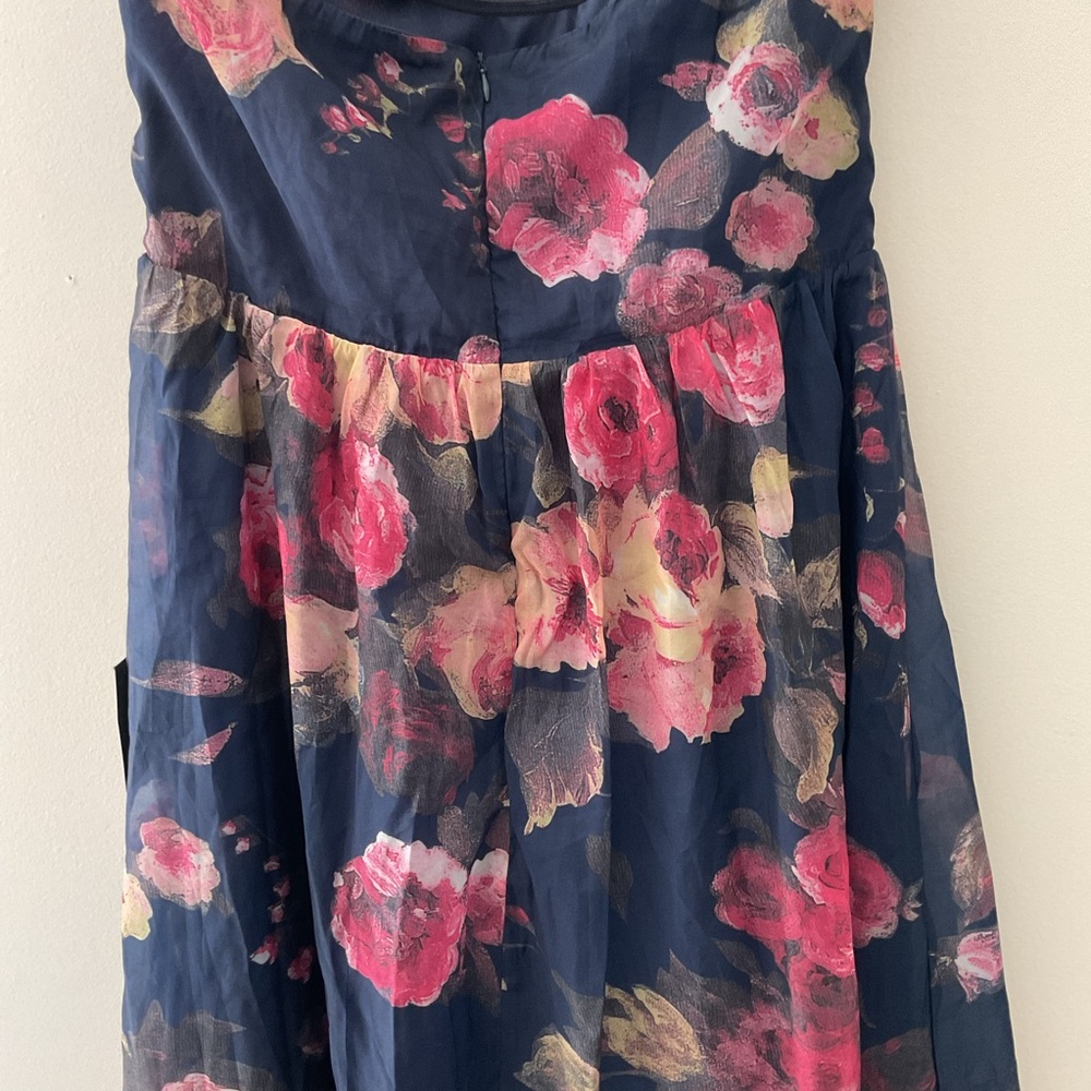 Lulu's Navy Strapless Floral Maxi Dress with Pink Blooms - Picture 8 of 15